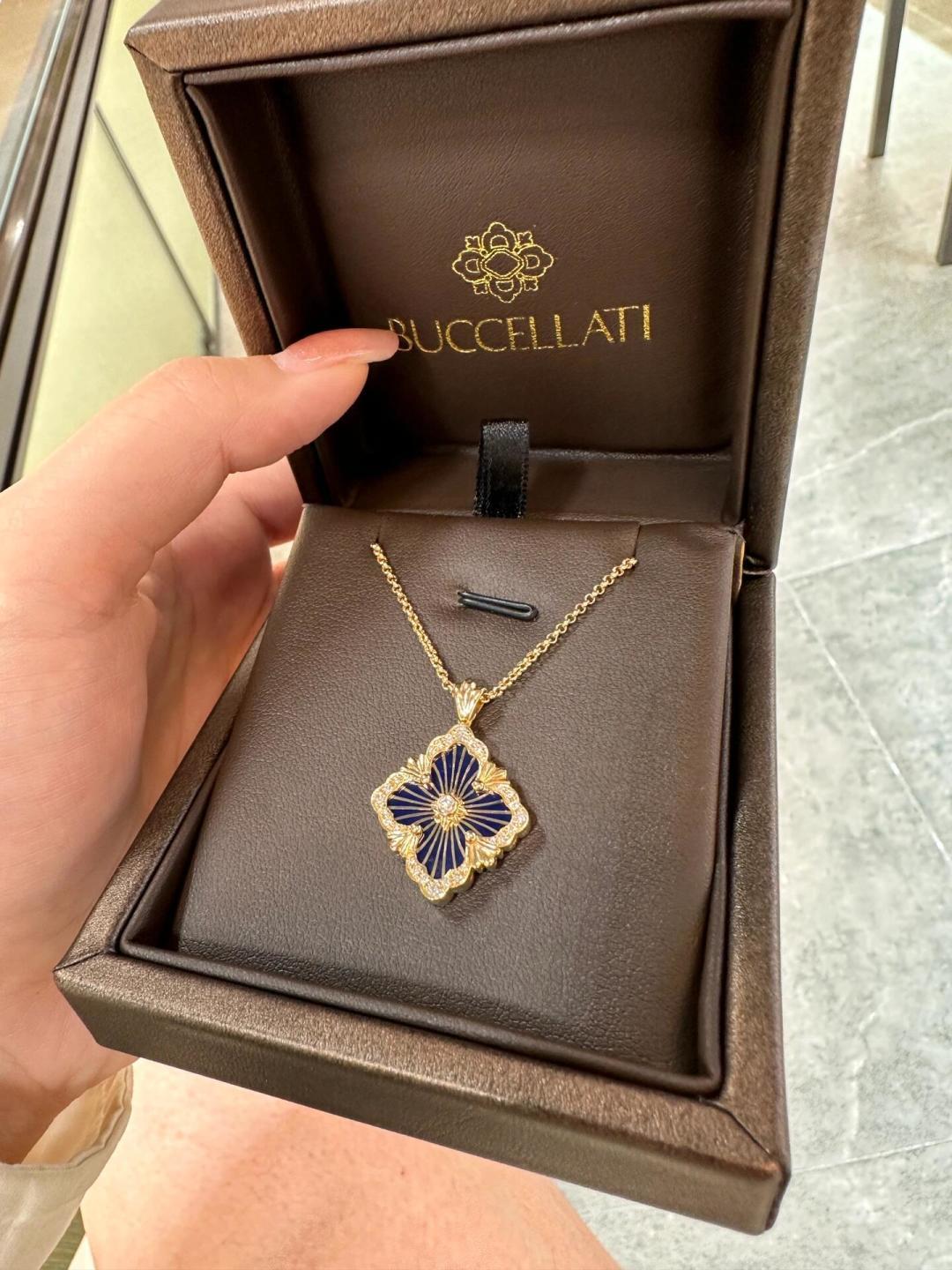 Buccellati V金材质精工布契拉提蓝珐琅项链