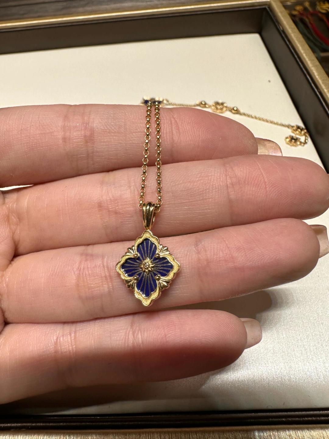 Buccellati V金材质精工布契拉提蓝珐琅项链