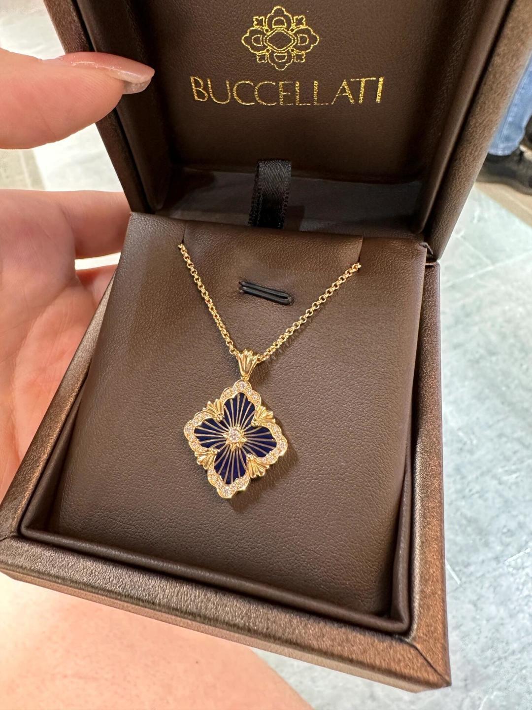 Buccellati V金材质精工布契拉提蓝珐琅项链