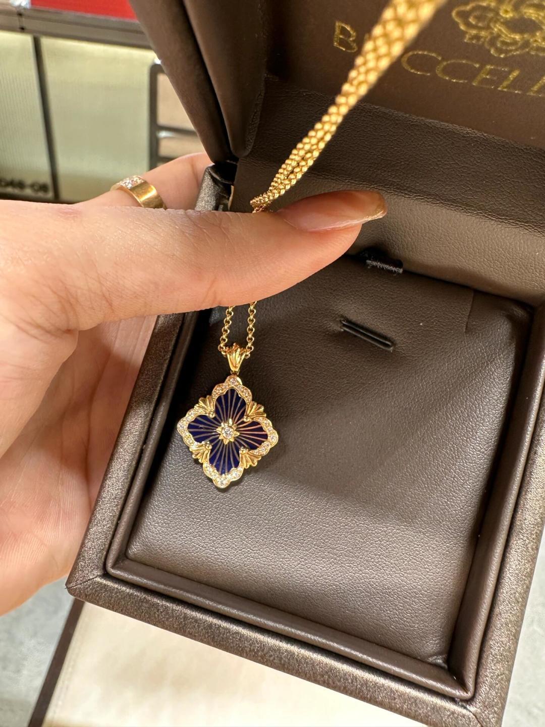 Buccellati V金材质精工布契拉提蓝珐琅项链