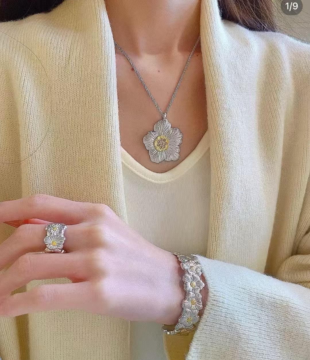 Buccellati V金材质布契拉提栀子花项链