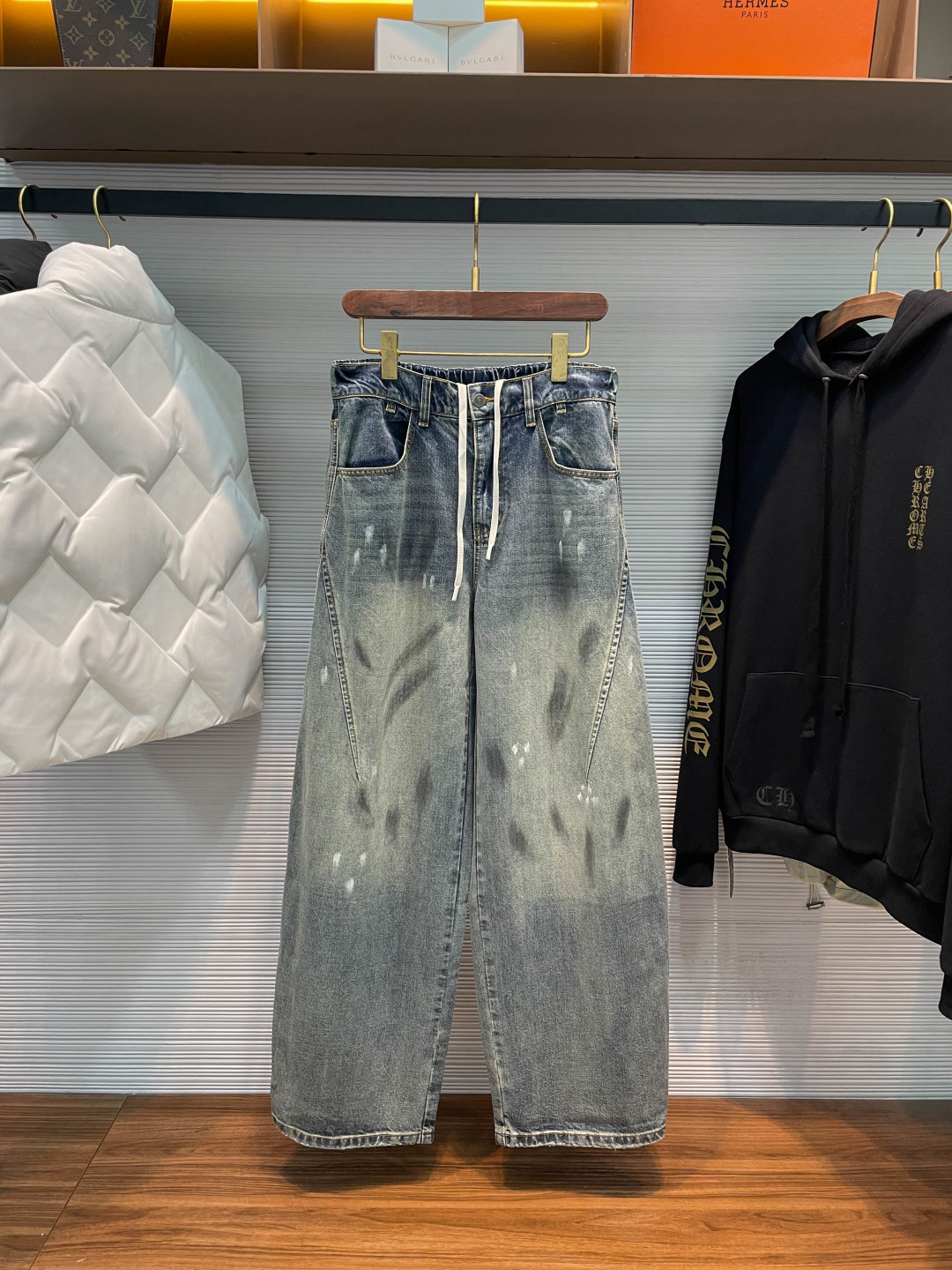 Bottega Veneta Faded Drawstring Jeans