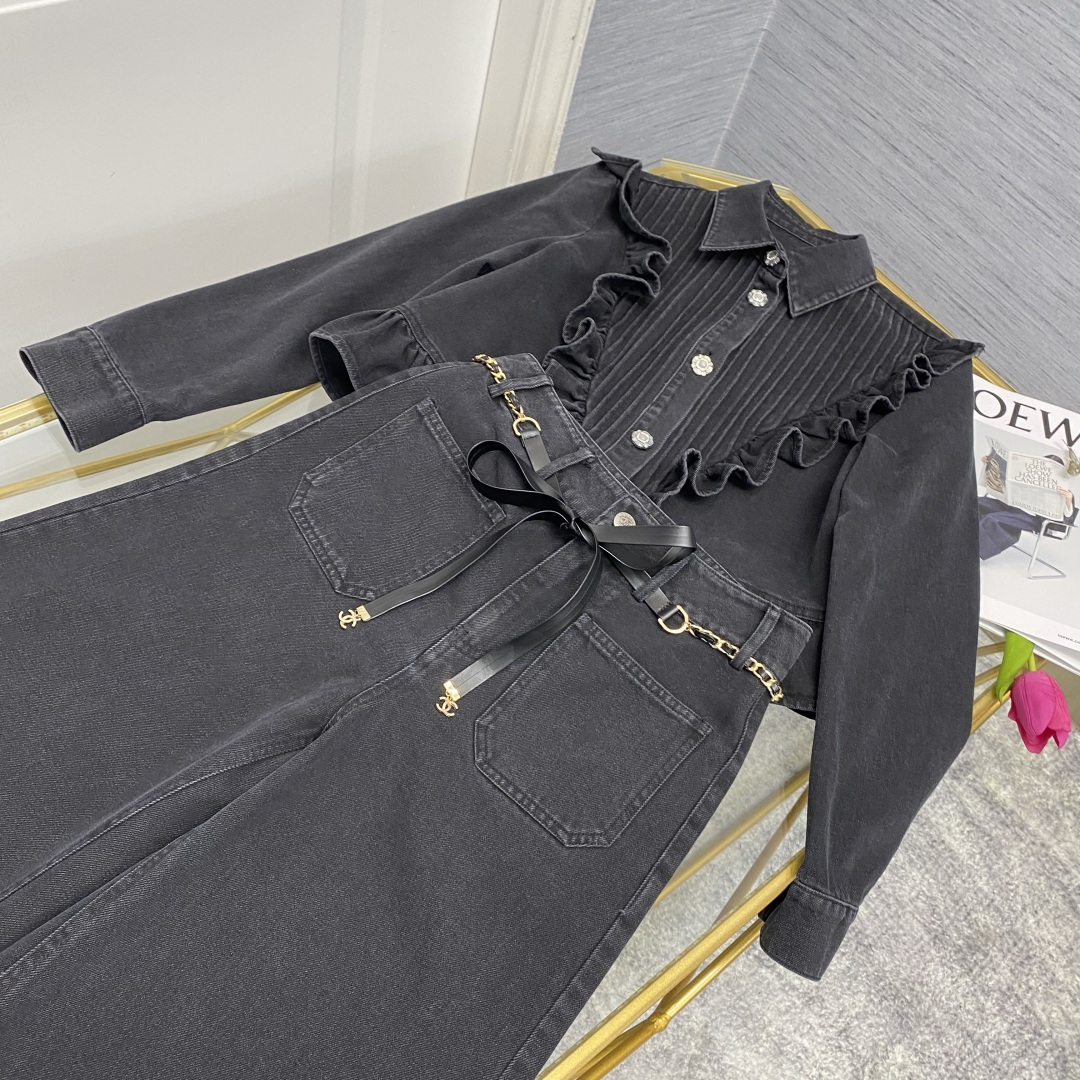 Women’s Nine-Story Suit with Belt: Single-Size Outfit in Cowboy Cotton, p.978 Fashion Trend - 图片 6