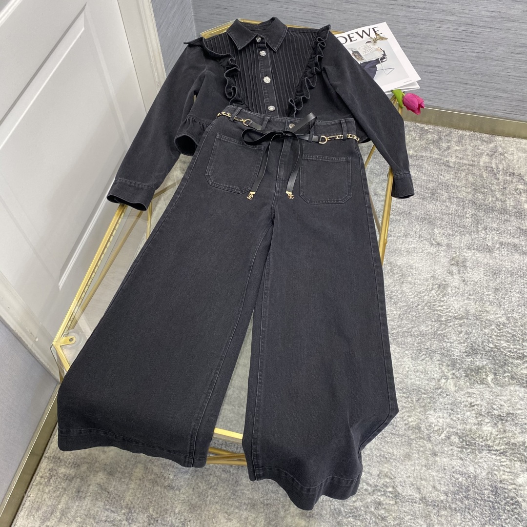 Women’s Nine-Story Suit with Belt: Single-Size Outfit in Cowboy Cotton, p.978 Fashion Trend - 图片 9