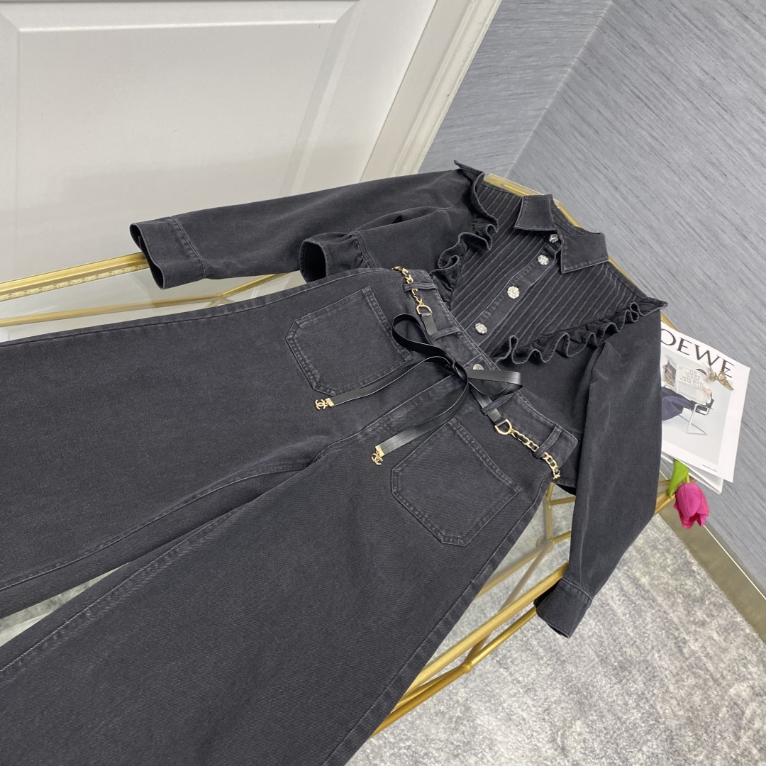 Women’s Nine-Story Suit with Belt: Single-Size Outfit in Cowboy Cotton, p.978 Fashion Trend - 图片 4