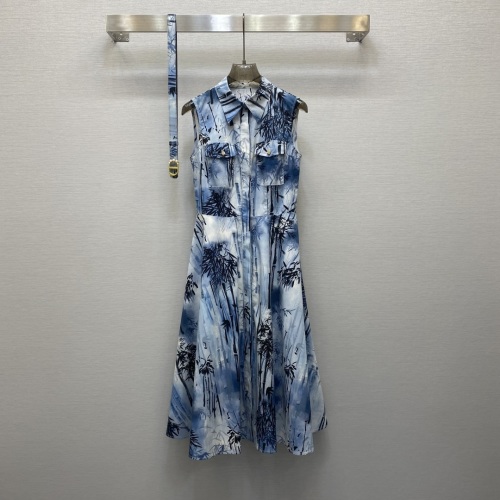 Elegant Digital Print Sleeveless Midi Dress with Belt - Chic & Comfortable 1 Elegant Digital Print Sleeveless Midi Dress with Belt - Chic & Comfortable