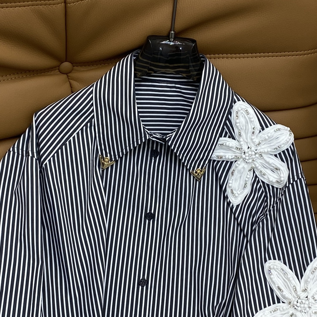 “New Women’s Dress with Air-Rolled Heavy Collapse Design in Fashion Striped Cotton Fabric” - 图片 9