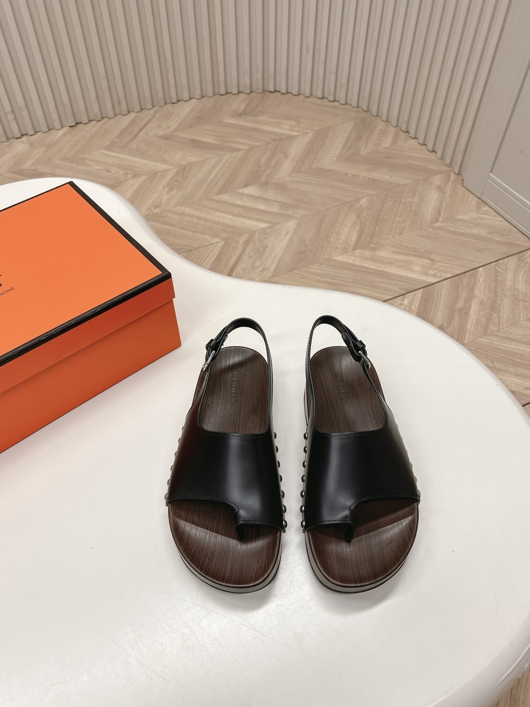 Hermes Women's Kos Mules Sandals, Leather Upper with Wooden Platform 3 cmp i1741825188877 1798 0 0
