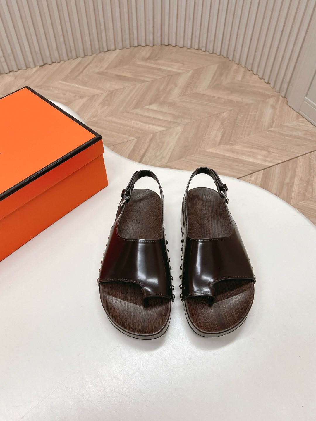 Hermes Kos Heeled Sandals H-shaped Leather Upper Adjustable Buckle Strap 3 cmp i1741825294249 4435 0 0