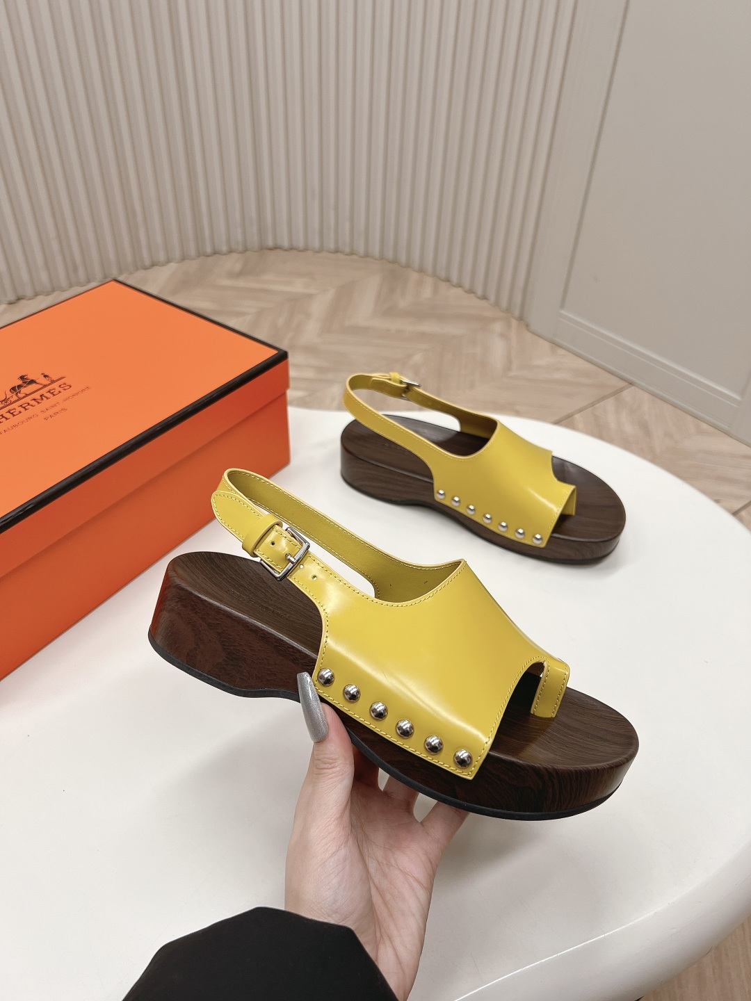 Hermès Hermes 爱马仕 2025新款 Kos二舅鞋H型厚底木底凉鞋拖鞋