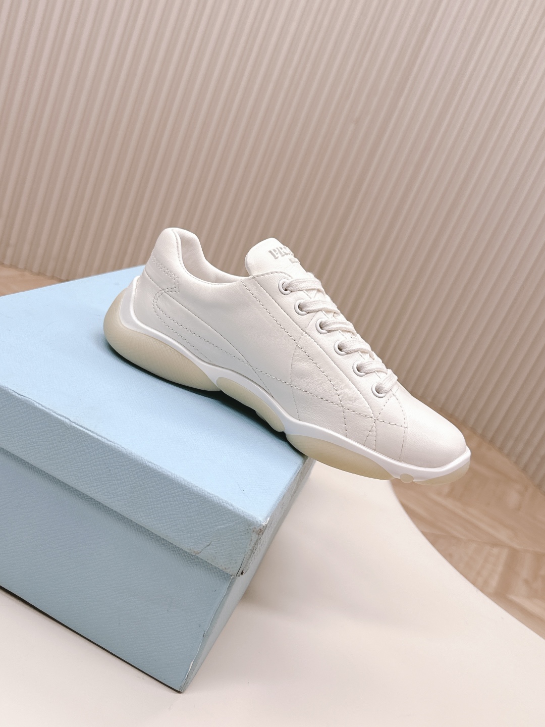 Prada 25SS Women's Leather Sneakers, White, Fashionable, Comfortable and Breathable 6 cmp i1745223002880 5478 0 3