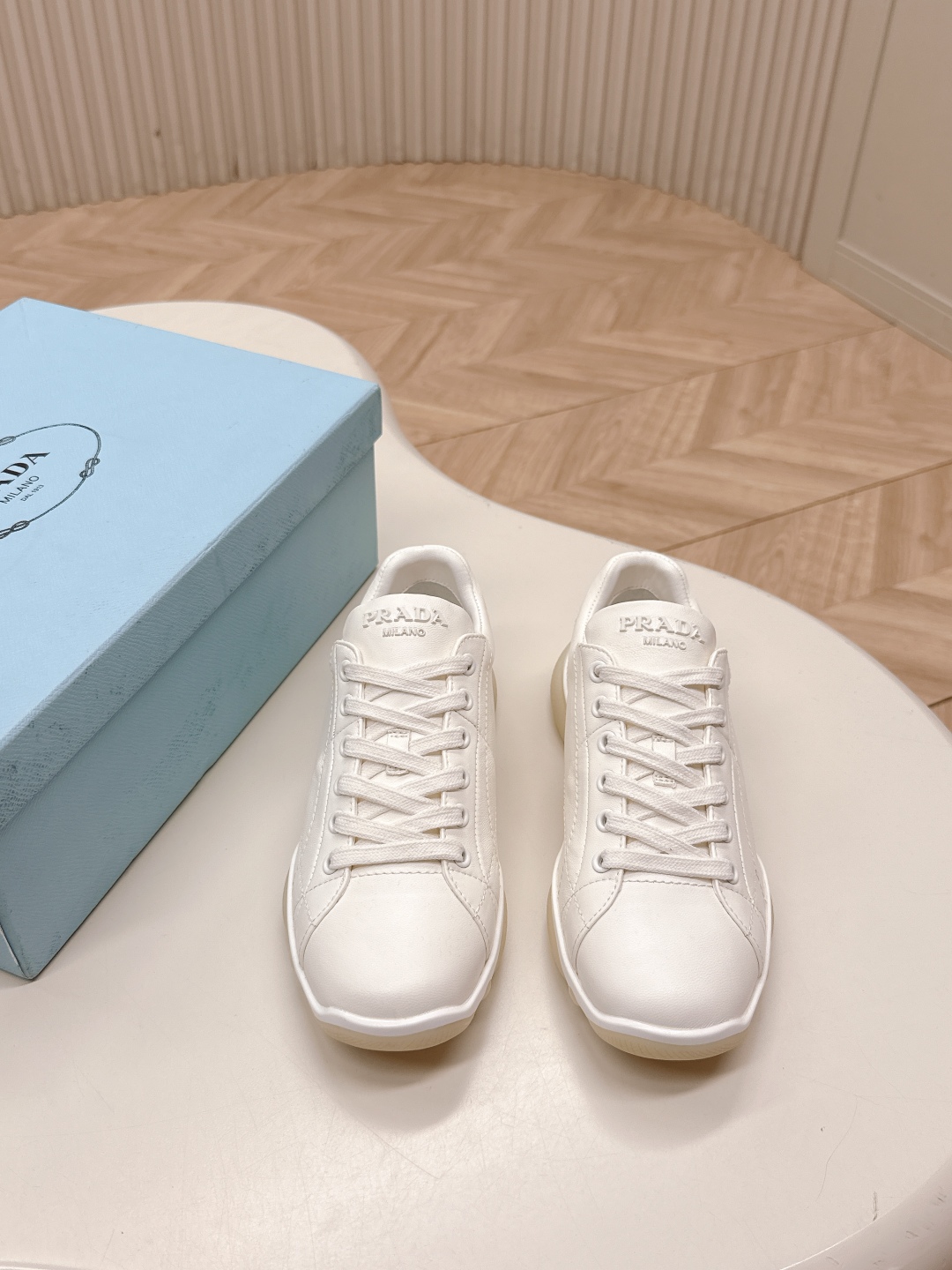 Prada 25SS Women's Leather Sneakers, White, Fashionable, Comfortable and Breathable 3 cmp i1745223002886 2410 0 0