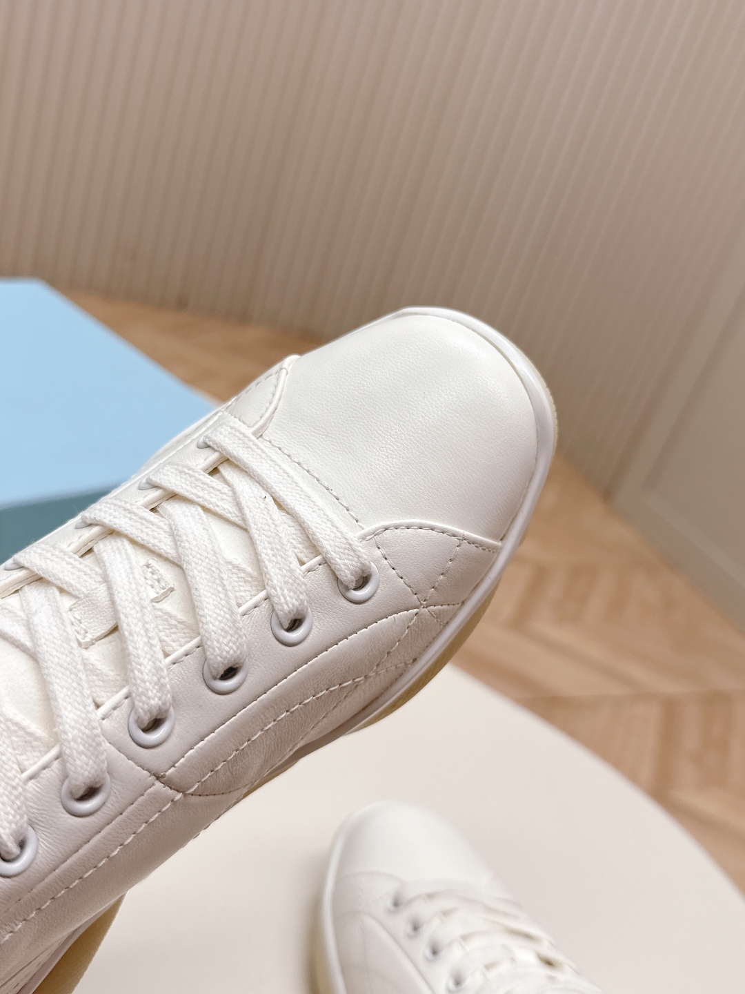 Prada 25SS Women's Leather Sneakers, White, Fashionable, Comfortable and Breathable 7 cmp i1745223005386 7103 0 5