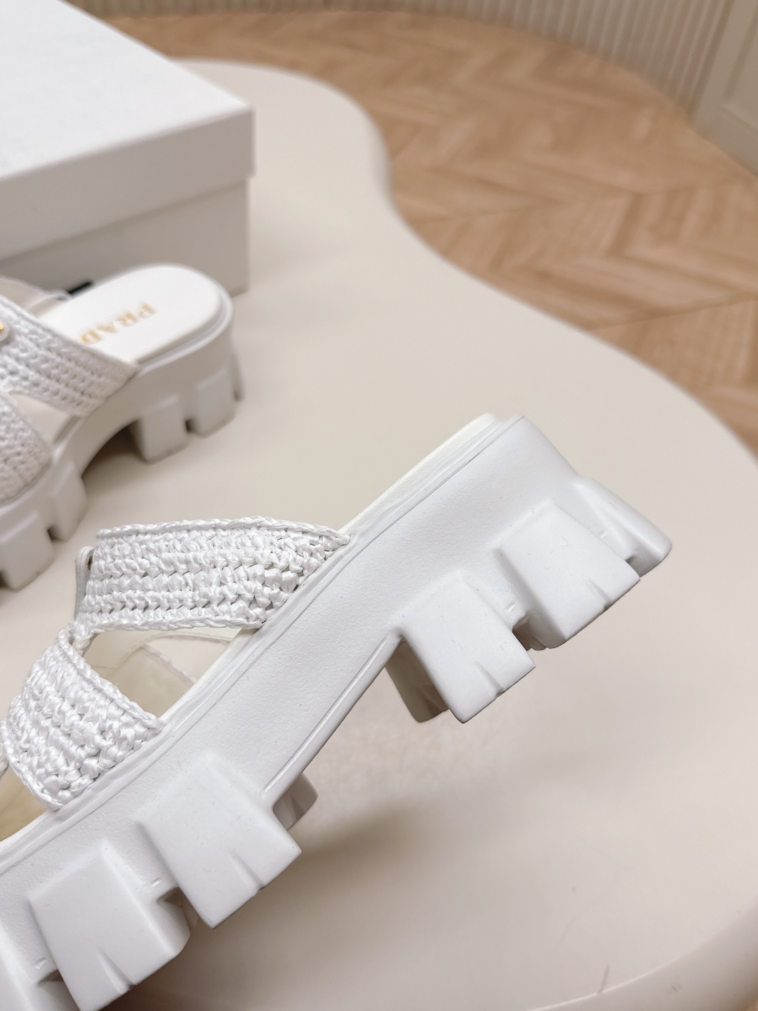 Prada White Woven Raffia Platform Sandals Iconic Logo Summer Style 8 cmp i1746106574452 4548 0 6