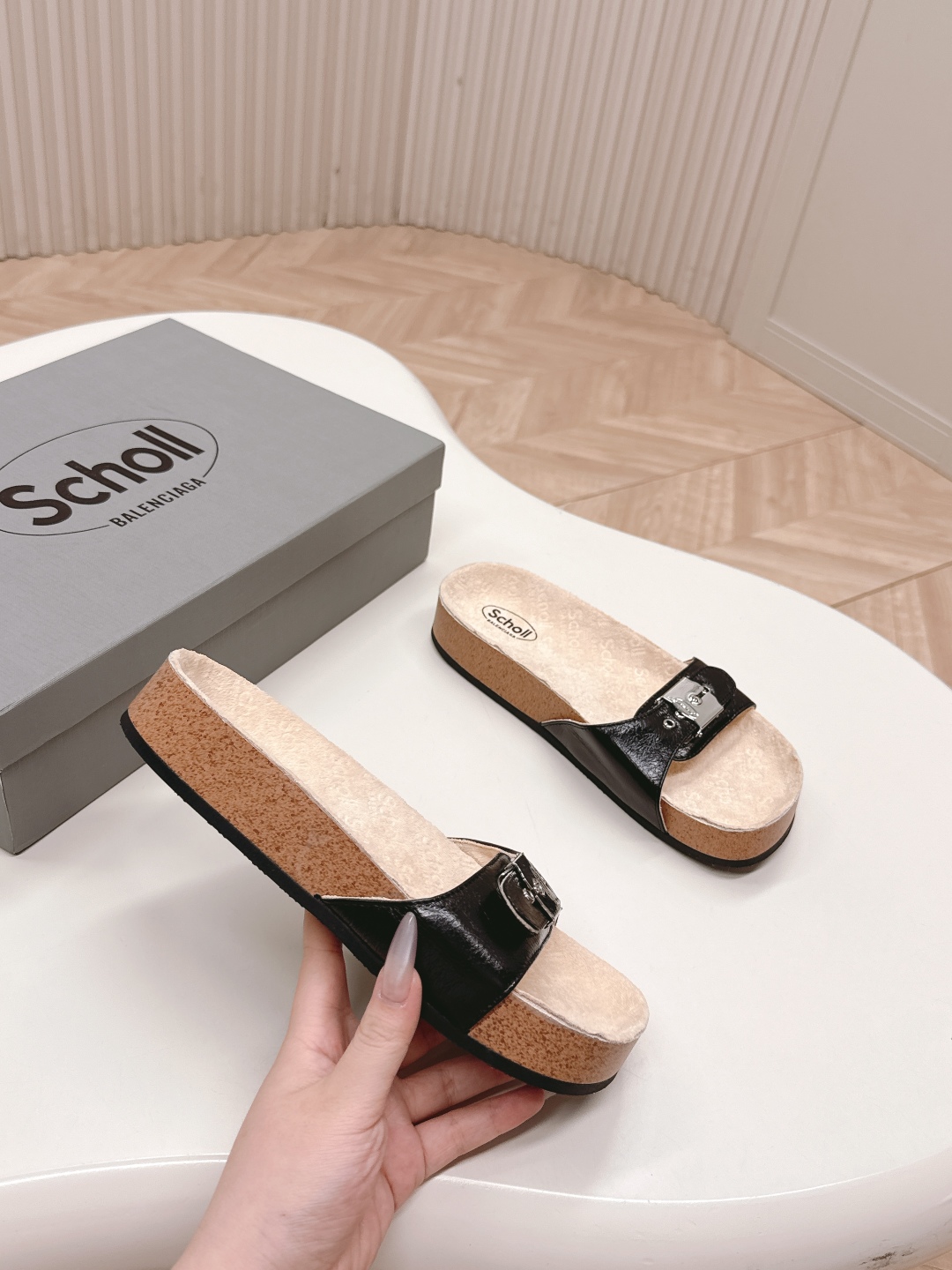Scholl Women's Pescura Heel Sandal - Comfortable Cork Footbed Slide 6 cmp i1746108718084 2617 0 4