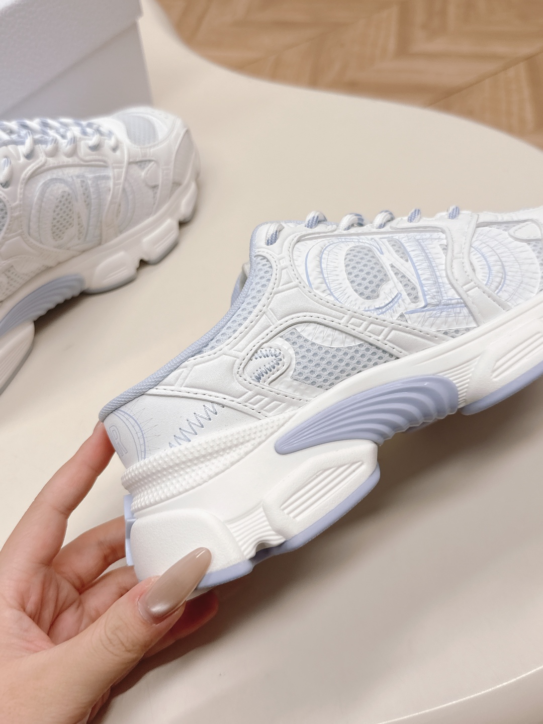 Dior Chrono White Leather and Mesh Sneakers Mules, Size 35-45 9 cmp a1749414039205 6418