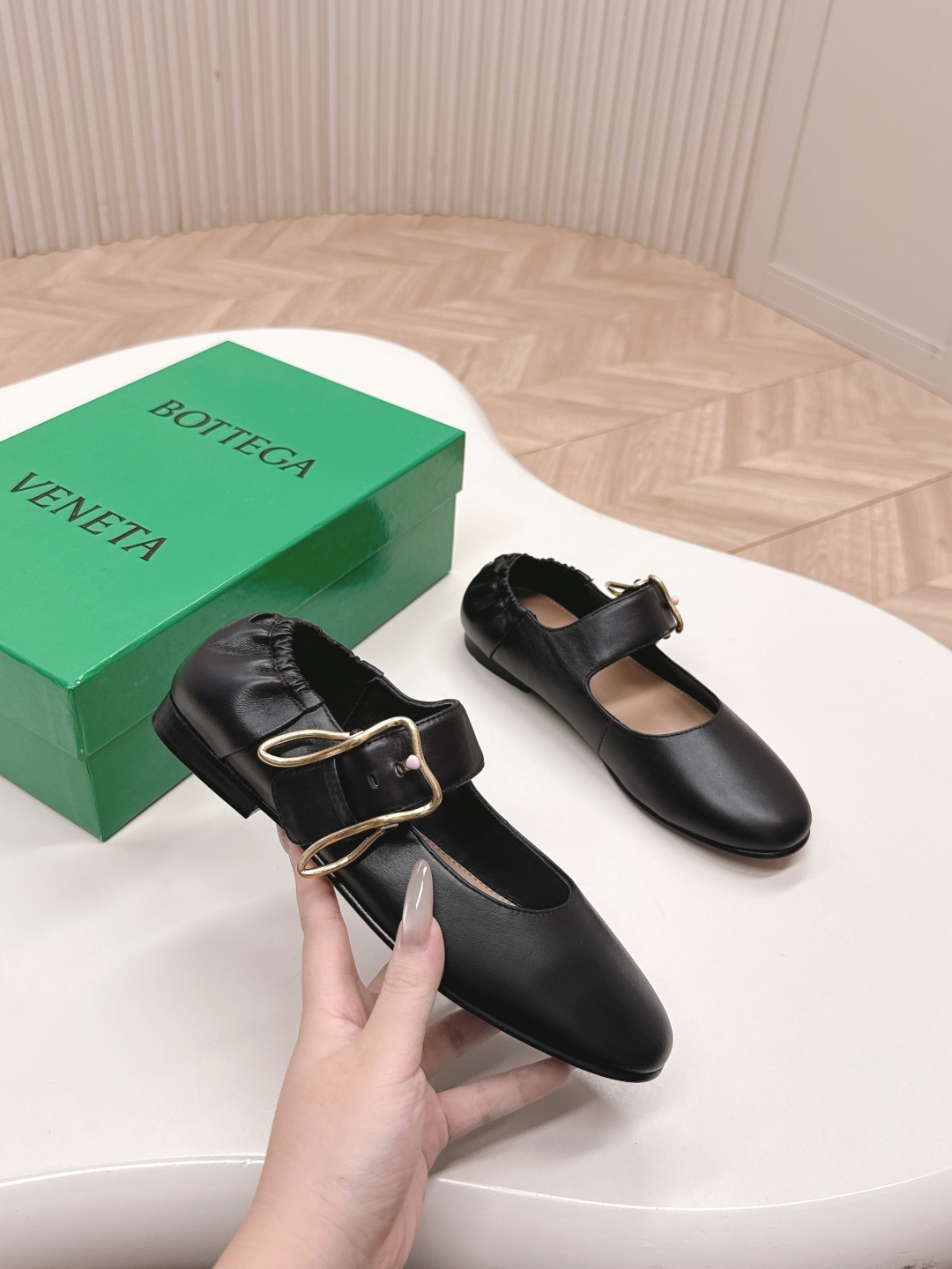 Bottega Veneta Astaire Mary Jane Ballerina Shoes with Gold Buckle 5 cmp a1749643580694 4253