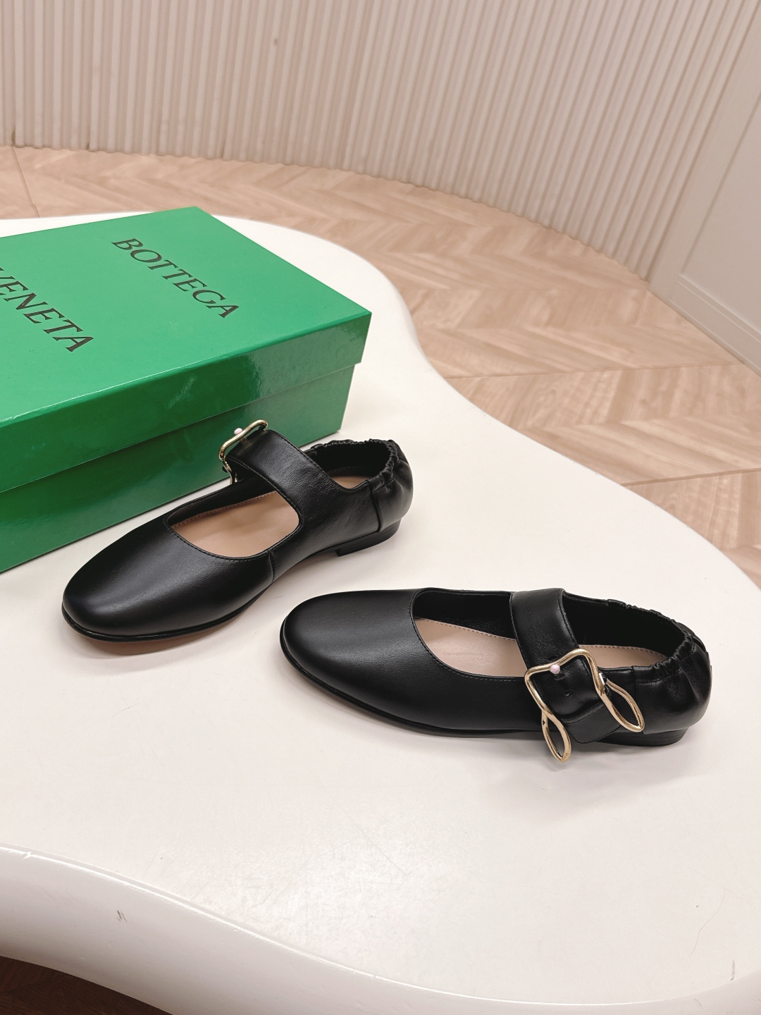 Bottega Veneta Astaire Mary Jane Ballerina Shoes with Gold Buckle 2 cmp a1749643580694 5750