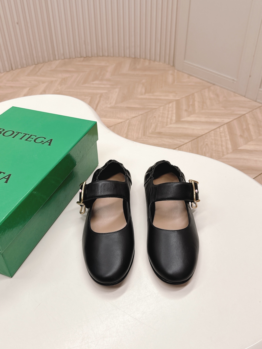Bottega Veneta Astaire Mary Jane Ballerina Shoes with Gold Buckle 1 cmp a1749643580695 2268