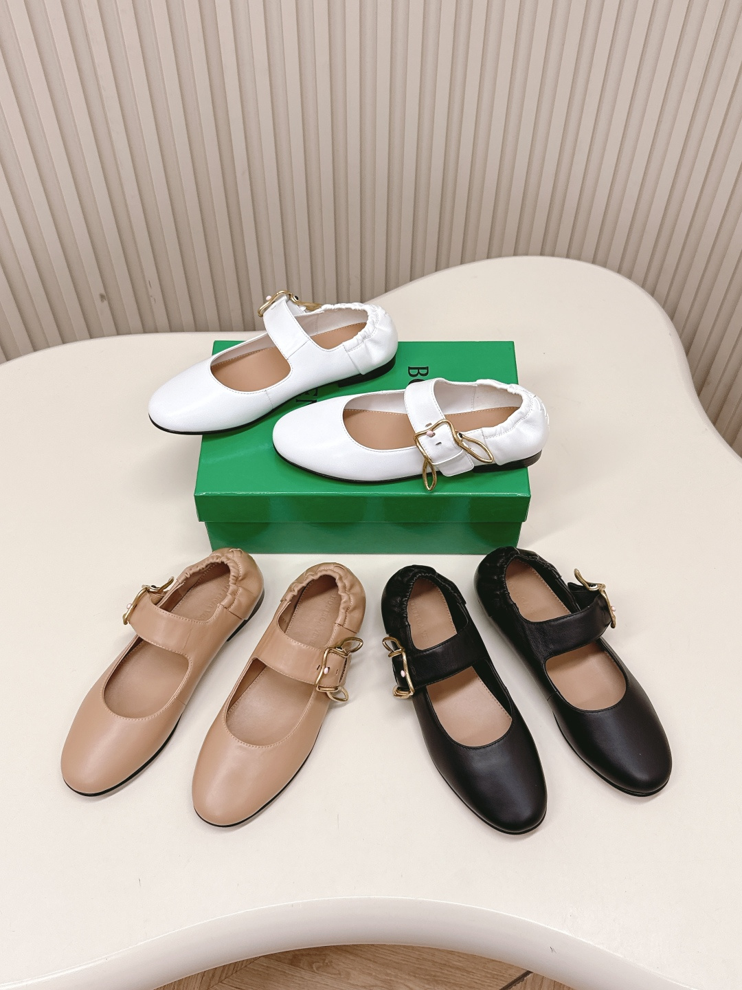 Bottega Veneta Astaire Mary Jane Ballerina Shoes with Intrecciato Detail