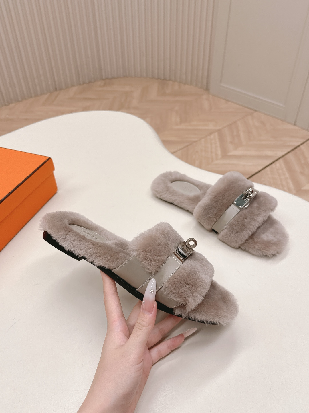 Hermès 爱马仕2025ss秋冬新款毛毛拖鞋毛毛鞋