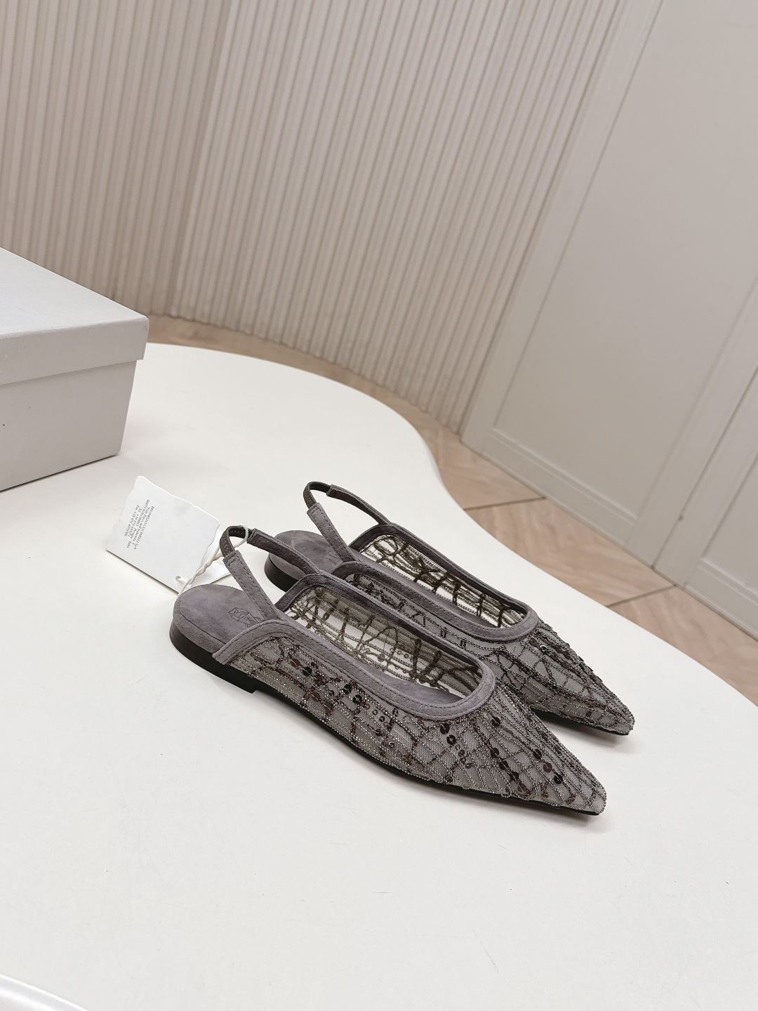 Brunello Cucinelli Brunello Cucinelli 26ss新品手工缝珠刺绣网纱拖鞋