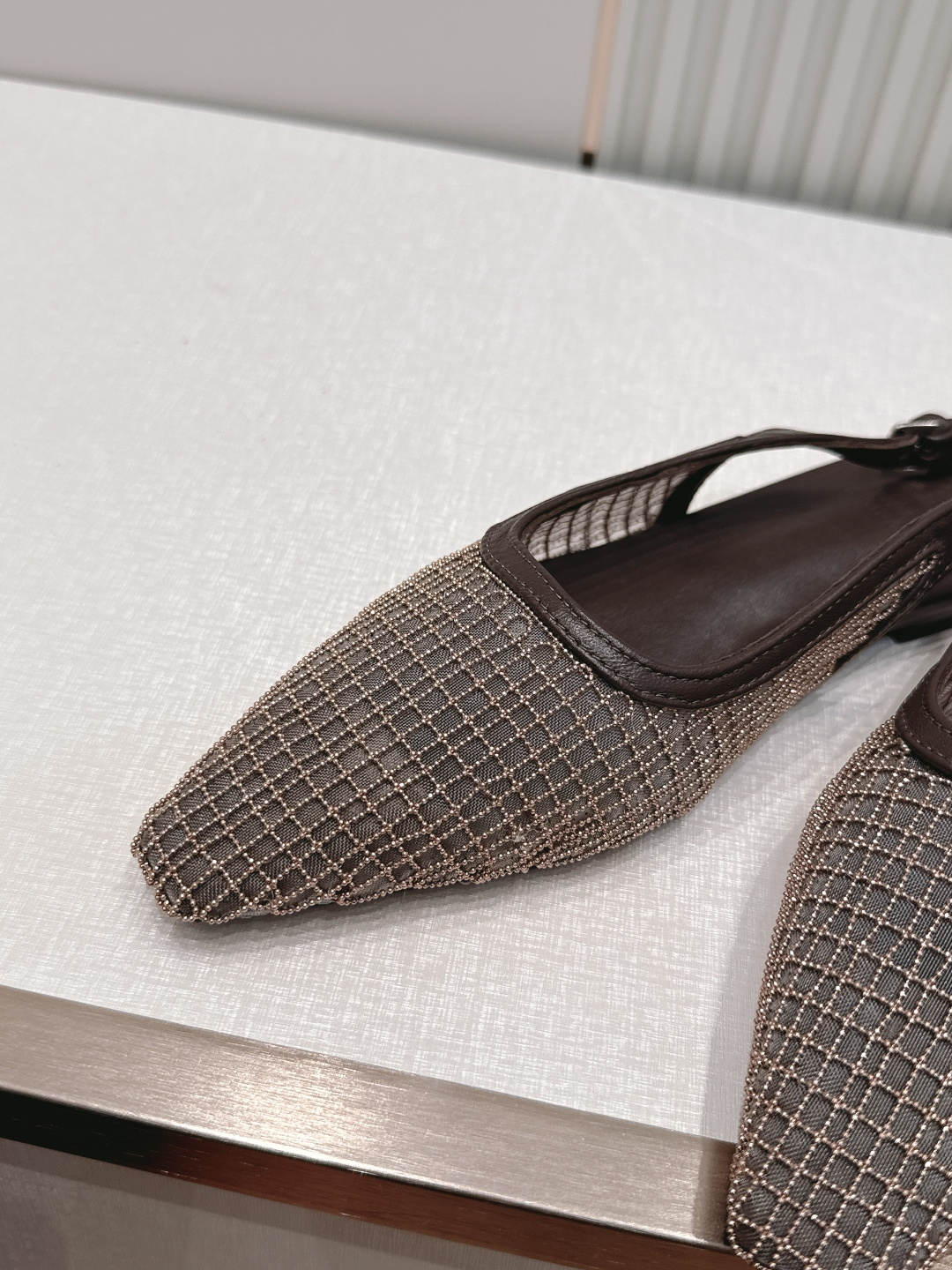 顶版 Brunello Cucinelli BC 26ss新款系列 网钻包头半凉拖鞋此款凉拖鞋鞋型堪称经
