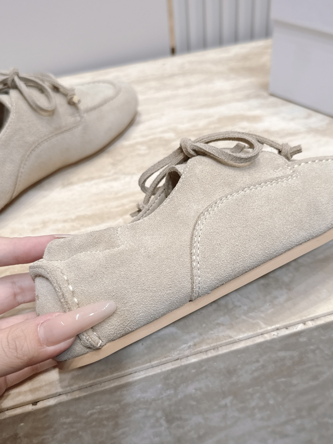 Celine Beige Suede Moccasin Flats