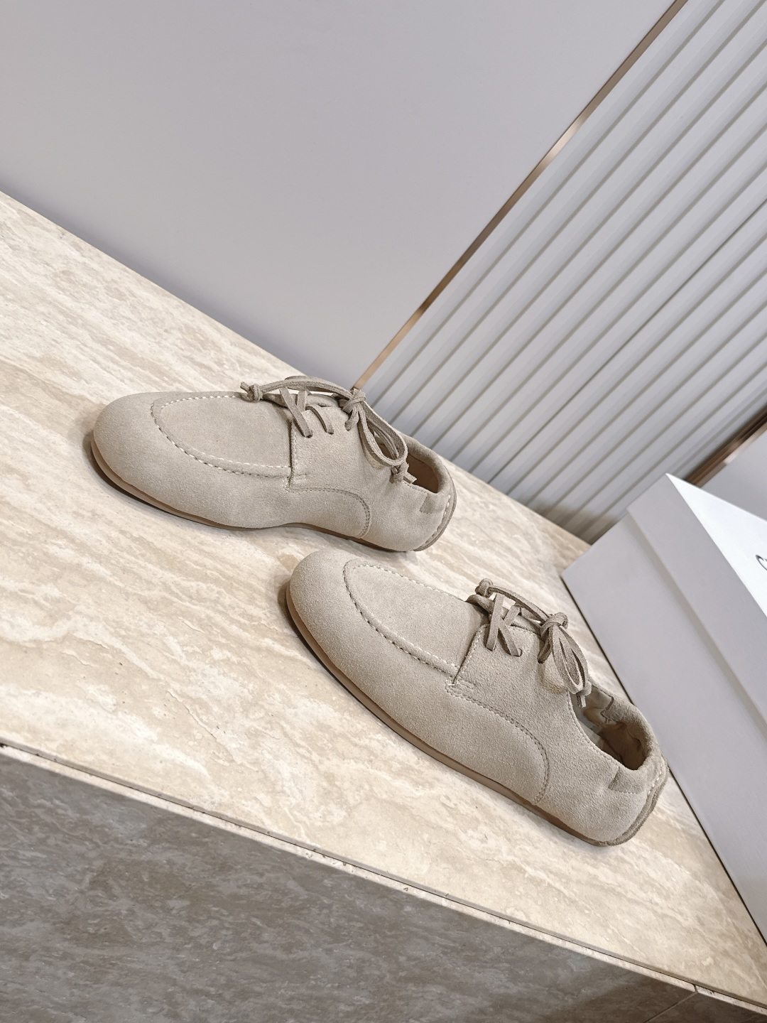 Celine Beige Suede Moccasin Flats