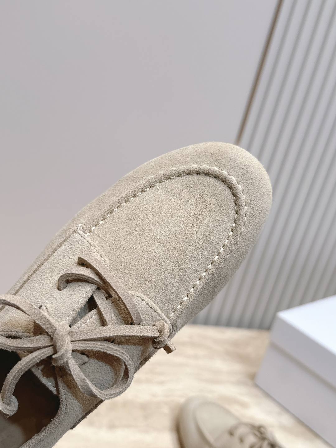 Celine Beige Suede Moccasin Flats
