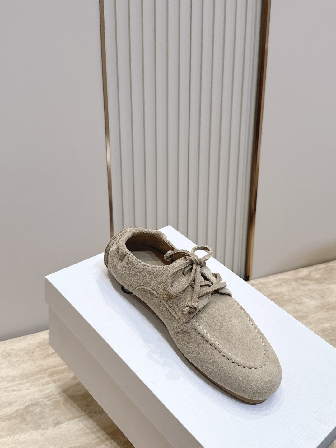 Celine Beige Suede Moccasin Flats