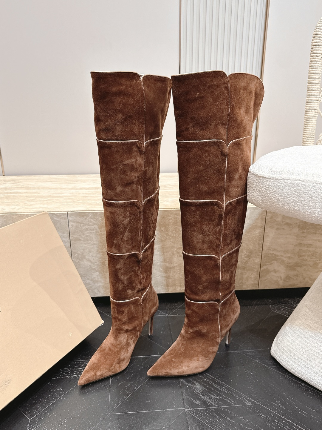 Givenchy Segmented Suede Over-the-Knee Boots