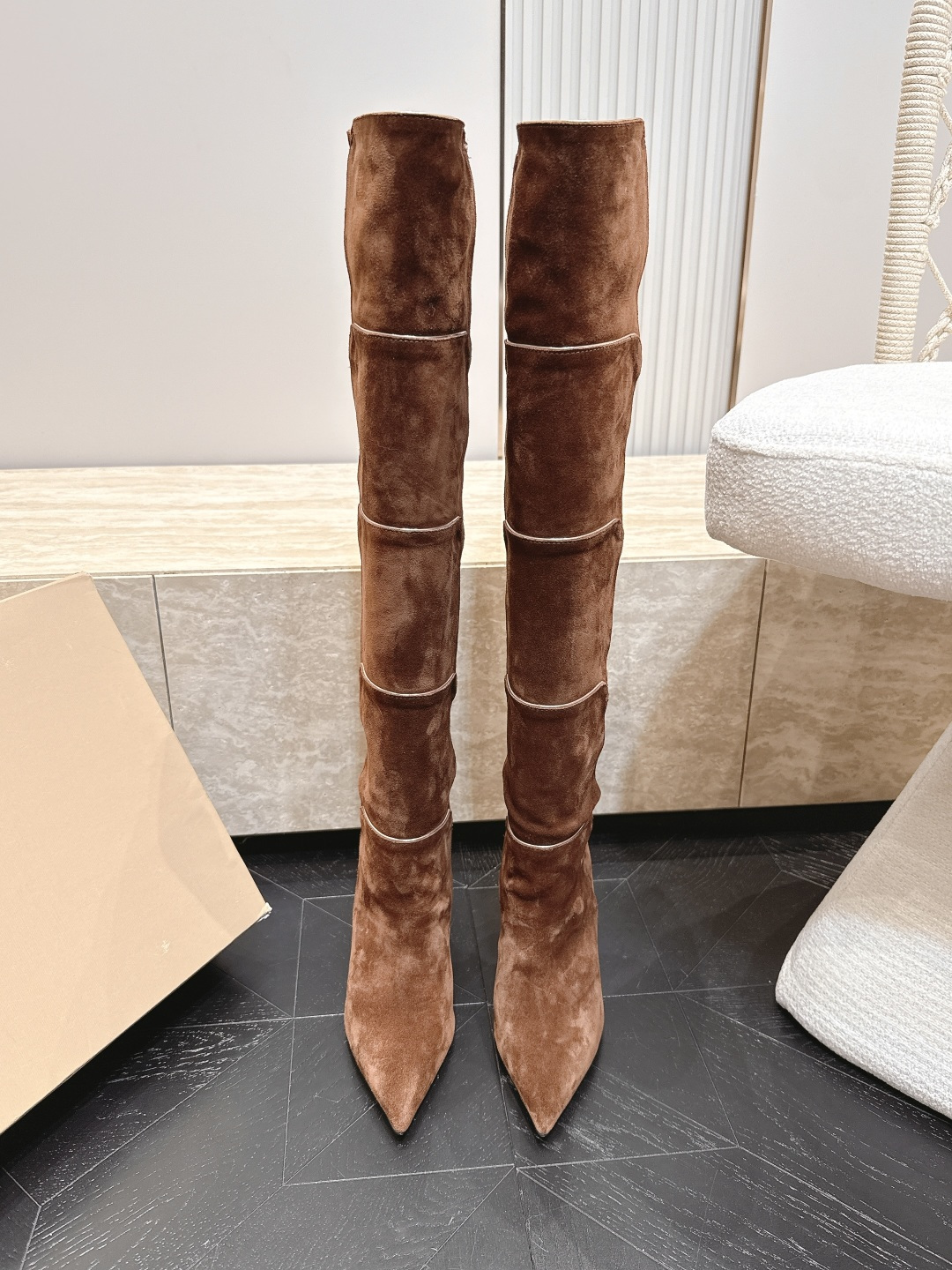 Givenchy Segmented Suede Over-the-Knee Boots