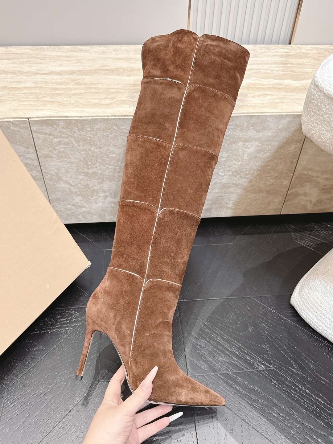 Givenchy Segmented Suede Over-the-Knee Boots