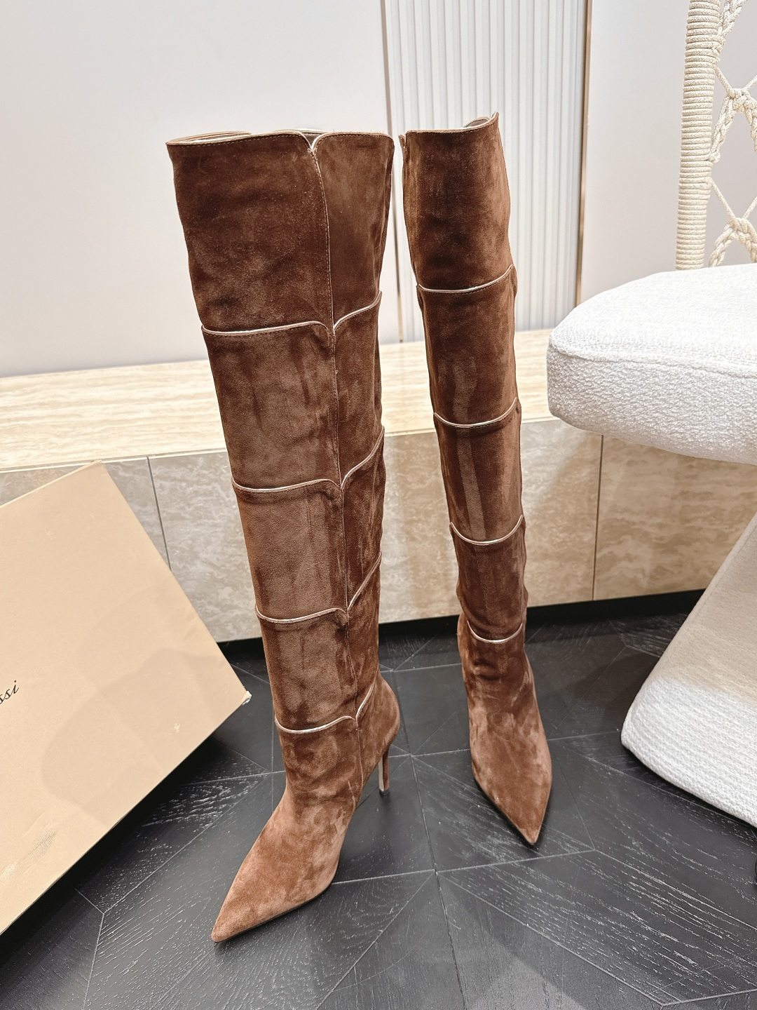 Givenchy Segmented Suede Over-the-Knee Boots
