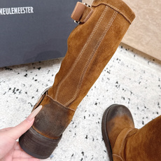顶级版本 Ann Demeulemeester 26/秋冬新款双扣圆头骑士靴 自带复古酷飒氛围感的双扣圆头中筒机车靴, 顶级版本 Ann Demeulemeester 26/秋冬新款双扣圆头骑士靴 自带复古酷飒氛围感的双扣圆头中筒机车靴,