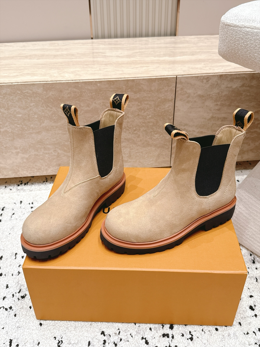 Louis Vuitton Beige Chelsea Ankle Boots