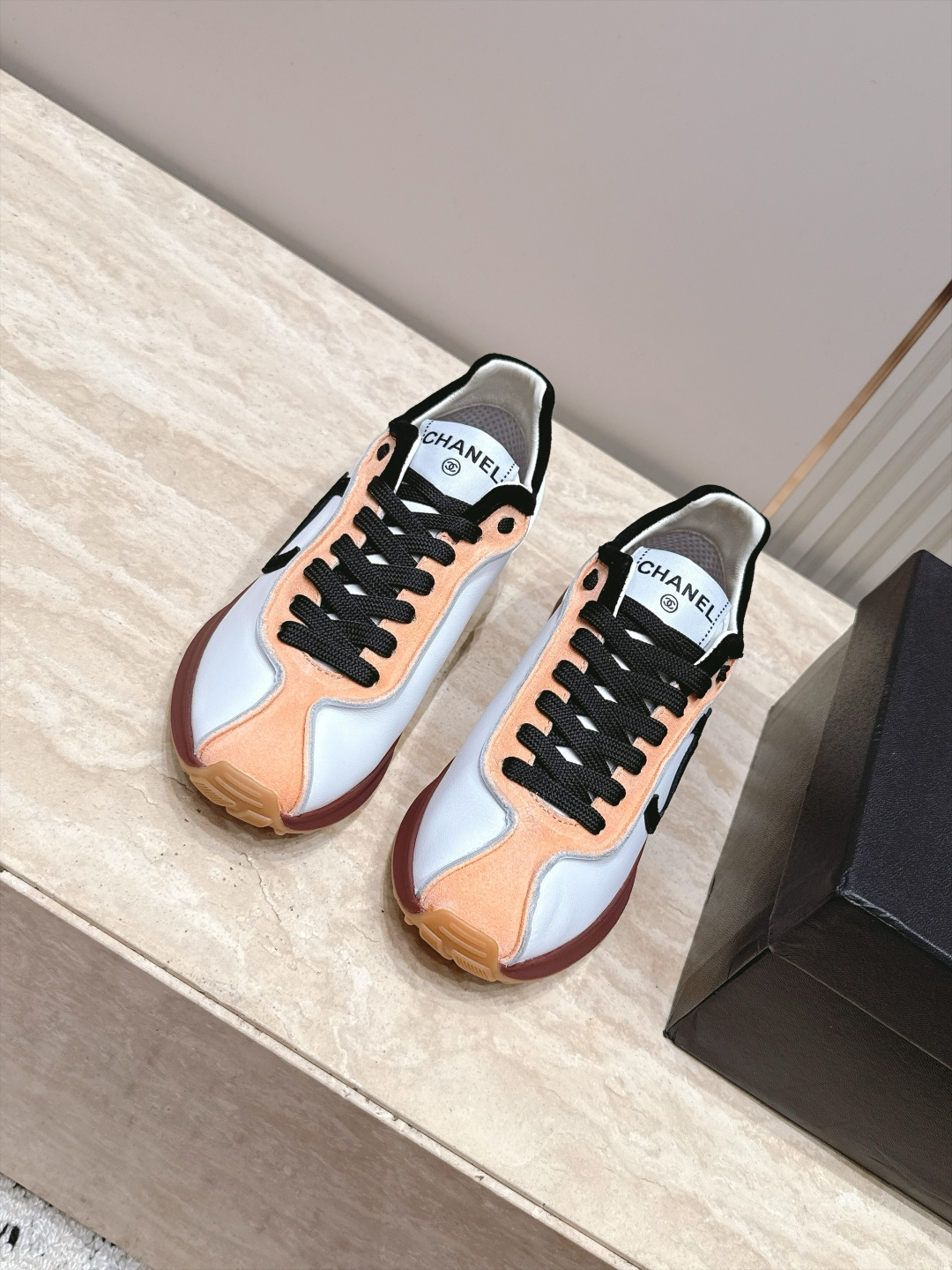 Chanel Orange Colorblock Sneakers