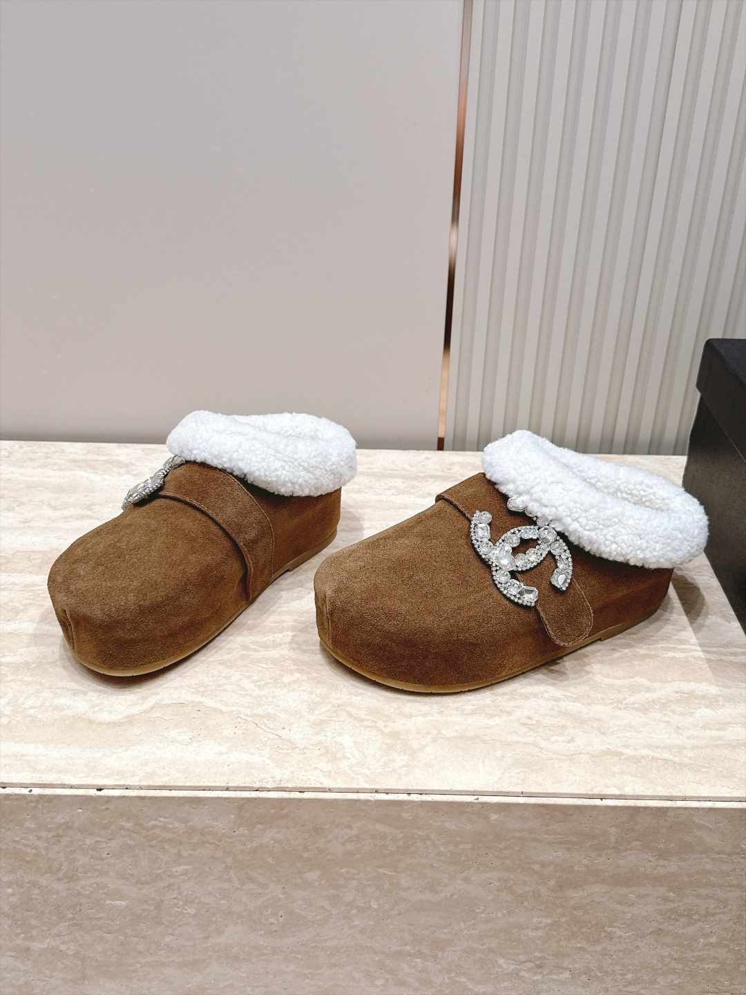 Chanel Brown White Cuff Ankle Boots