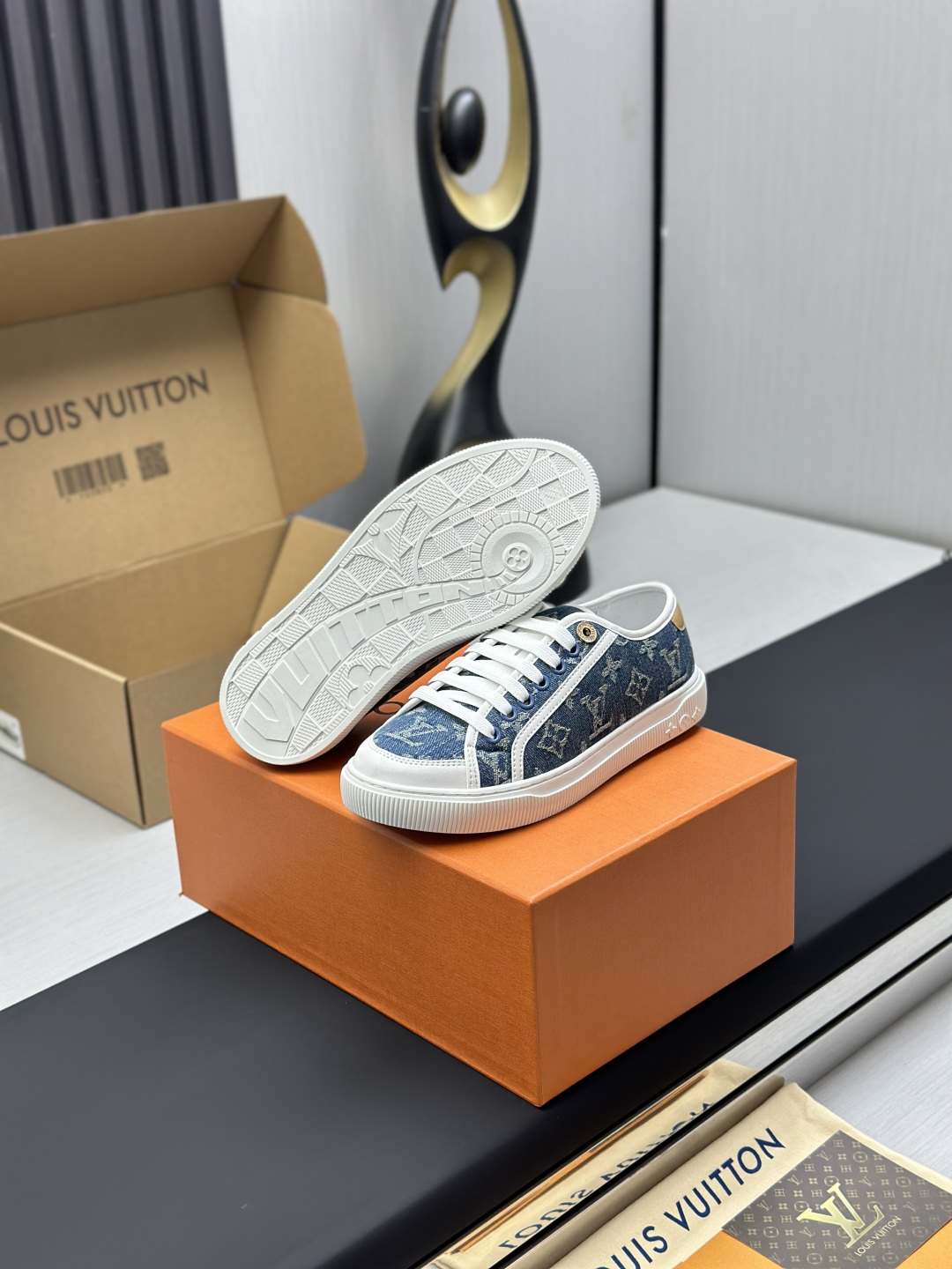 Louis Vuitton Time Out Denim Monogram Sneakers - Casual Designer Shoes 7 cmp i1743606892193 4769 0 5