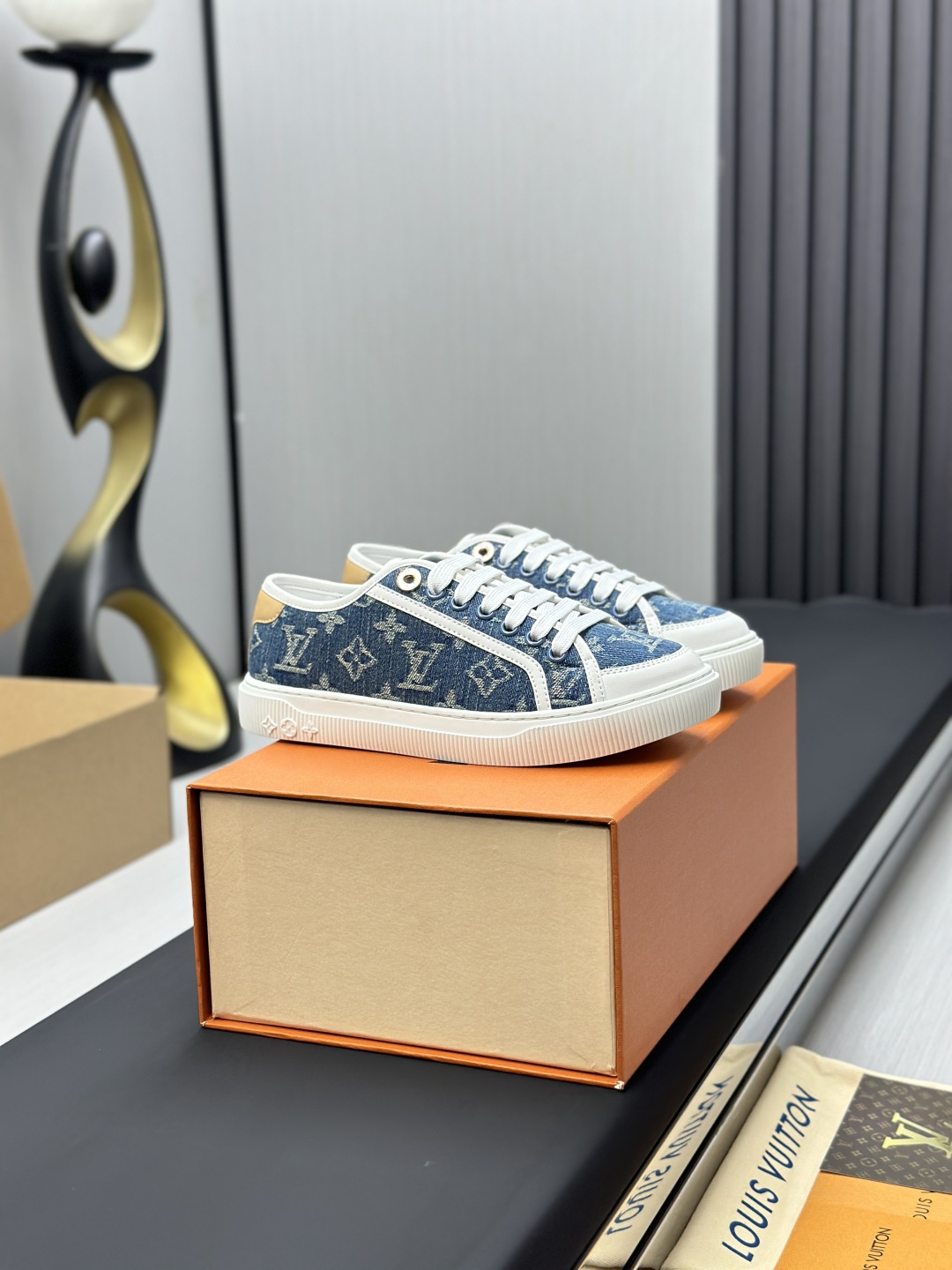 Louis Vuitton Time Out Denim Monogram Sneakers - Casual Designer Shoes 3 cmp i1743606909294 5037 0 1