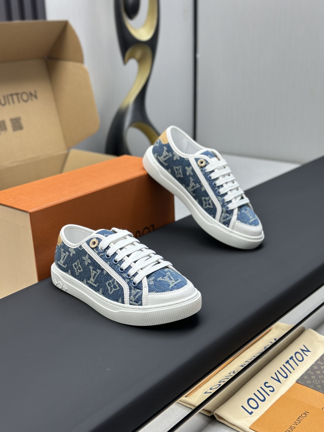 Louis Vuitton Time Out Denim Monogram Sneakers - Casual Designer Shoes 4 cmp i1743607217917 9769 0 2