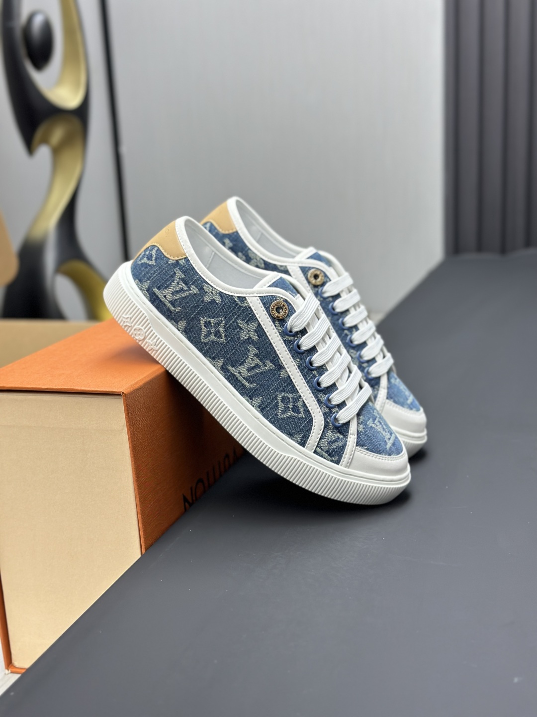 Louis Vuitton Time Out Denim Monogram Sneakers - Casual Designer Shoes 5 cmp i1743607217925 8933 0 3
