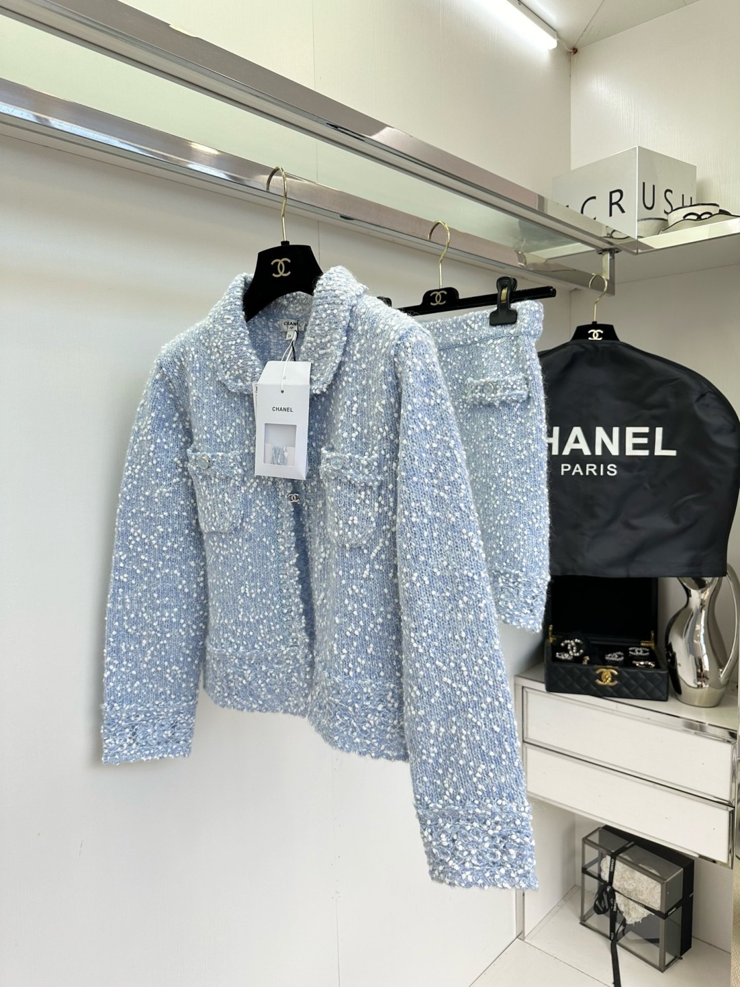 Chanel Women's Blue Tweed Knit Jacket and Skirt Set - Autumn/ Winter Collection 3 cmp i1756779866901 4926 0 1