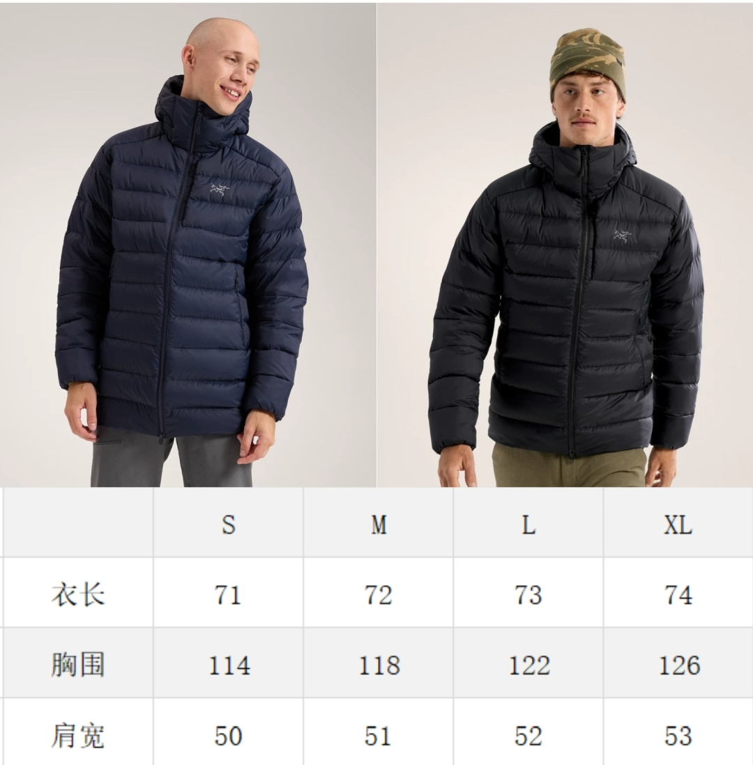 贸易公司牛货25秋冬爆款ARC'＊ THORIUM HOODY 轻量保暖 男子可收纳的连帽羽绒服，男款防