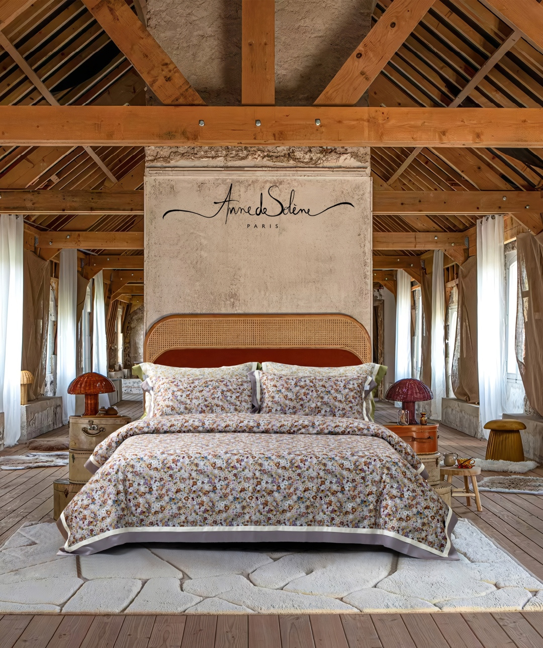 Anne de Solène Floral Bedding Set - Luxury Tencel Cotton, 400 Thread Count