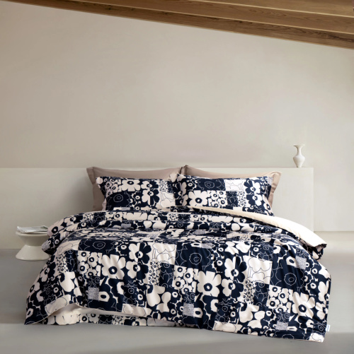 Marimekko Unikko 60th Anniversary Organic Cotton Bedding Set, Black & White 1 Marimekko Unikko 60th Anniversary Organic Cotton Bedding Set, Black & White