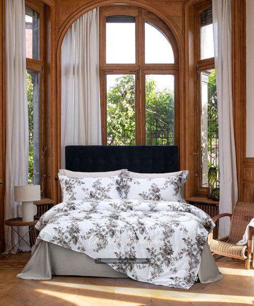 Christian Fischbacher Floral Bedding Set, Swiss Cotton, Four-Piece Set 1 Christian Fischbacher Floral Bedding Set, Swiss Cotton, Four-Piece Set