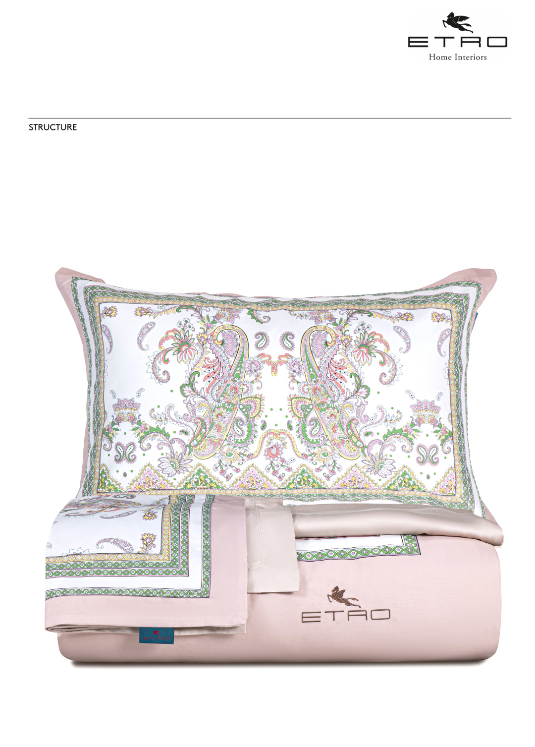 Etro Home Paisley Pink Bedding Set,100% High Density Tencel Cotton, Luxury