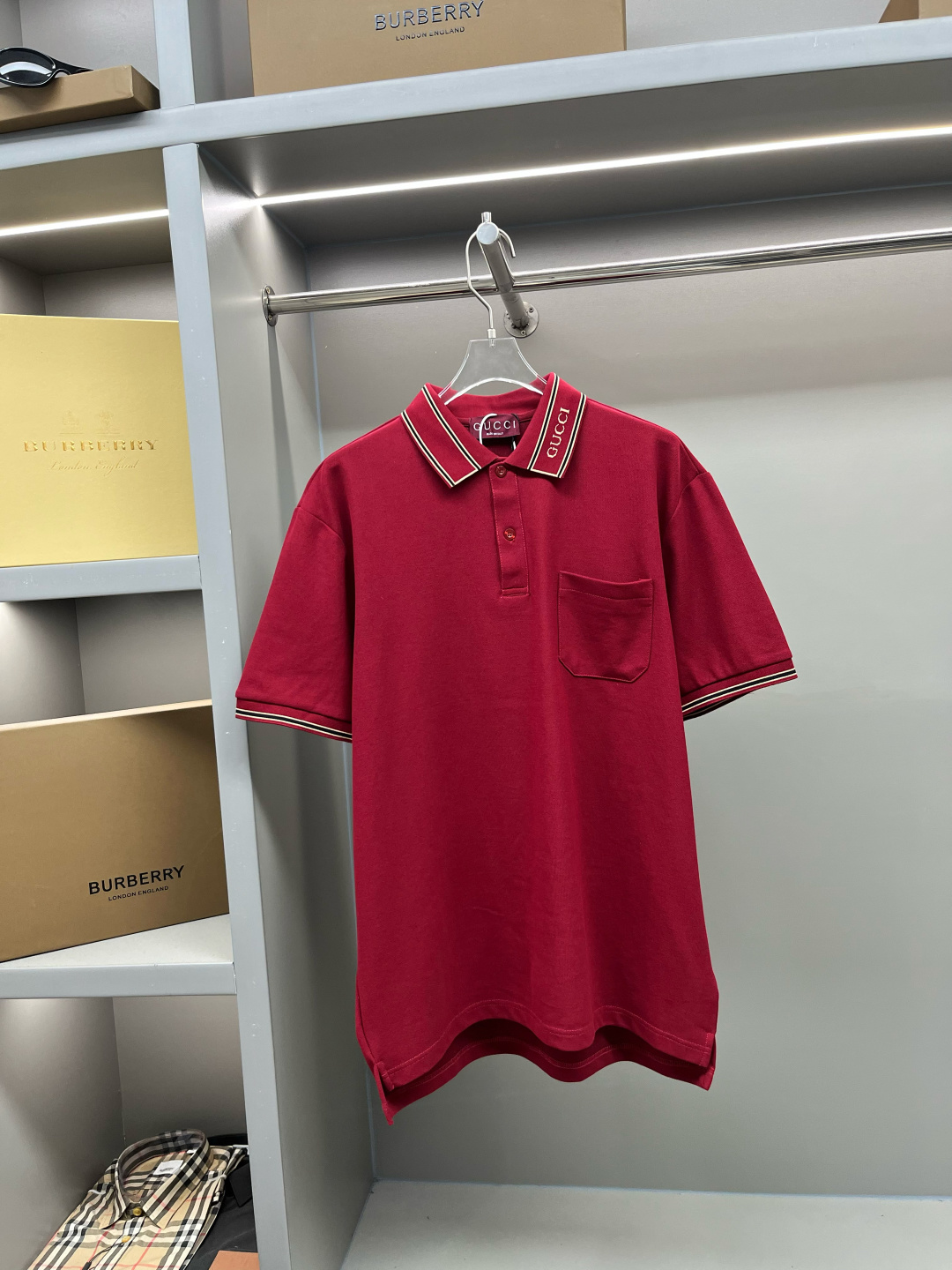 P110 GUCCⅠ 古驰 nueva polo con cinta, tejido original, mismo estilo oficial, tejido de algodón piqué de 210g, personaliza…